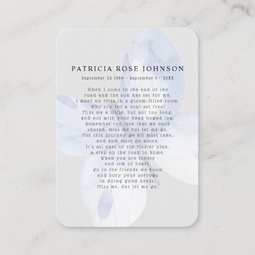 Butterfly Photo Sympathy Funeral Memorial Card