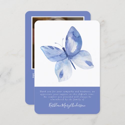 Butterfly Photo Sympathy Funeral Thank You Card