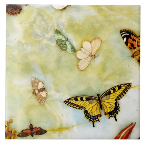 Butterfly Pietra Dura Ceramic Tile