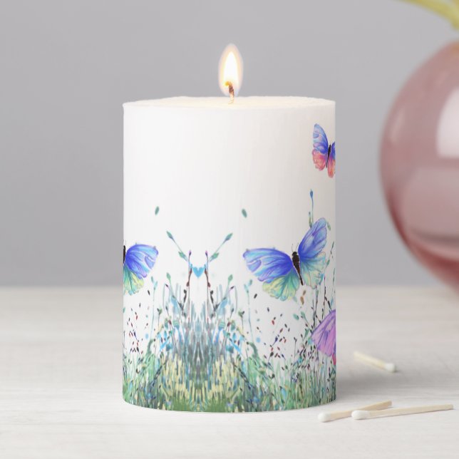 Butterfly Pillar Candle - Spring (In Situ)