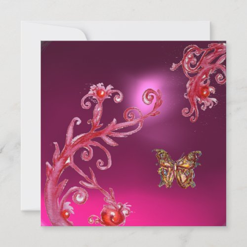 BUTTERFLY PINK AMETHYST bright red Invitation