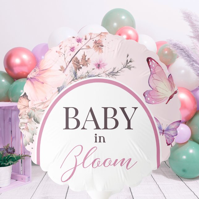 Butterfly Pink Baby in Bloom Girl Baby Shower Balloon (Creator Uploaded)