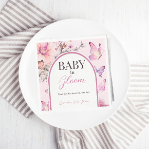 Butterfly Pink Baby in Bloom Girl Baby Shower Napkins