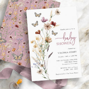 Butterfly Pink Baby Shower Invitation
