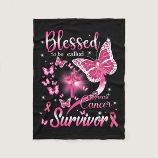 Butterfly Pink Blessed To Be Called Breast Cancer  Fleece Blanket