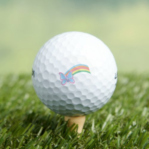 Butterfly Pink Blue and Rainbow Pastel Colors Golf Balls