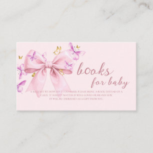 Butterfly Pink Bow Baby Shower Books for baby  Enclosure Card
