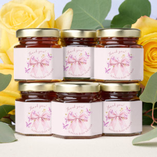 Butterfly Pink Bow Baby Shower Honey Jar Favors