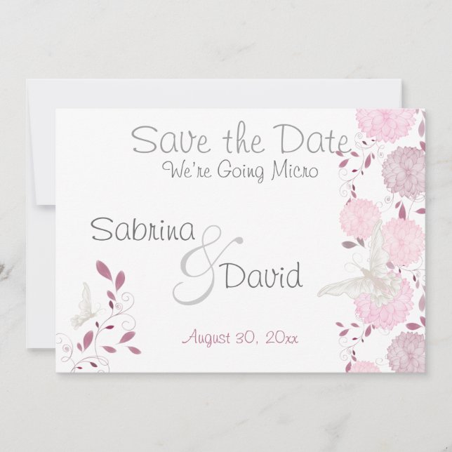 Butterfly Pink Chrysanthemum  Save the Date (Front)