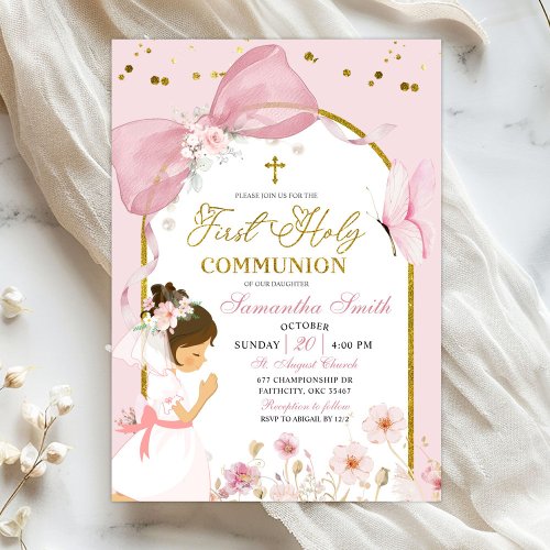 Butterfly Pink Coquette Girl First Holy Communion