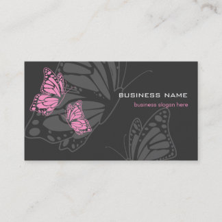 Butterfly Pink & Dark Elegant Modern Business Card