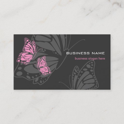 Customizable Butterfly Pink & Dark Elegant Modern Business Card