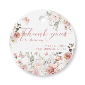 Butterfly Pink Floral Baby Shower fluttering by Favor Tags