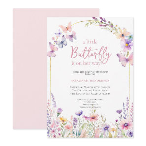 Butterfly Pink Floral Baby Shower Invitation