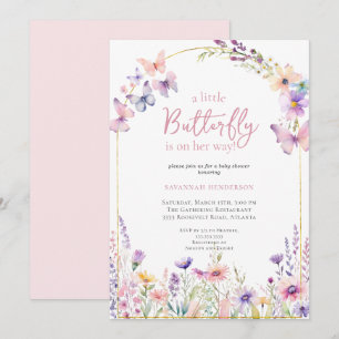 Butterfly Pink Floral Baby Shower Invitation