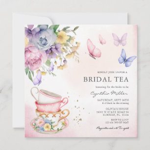Butterfly Pink Floral Bridal Tea Bridal shower Invitation