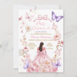 Butterfly Pink Floral XV Princess Dress Elegant Invitation