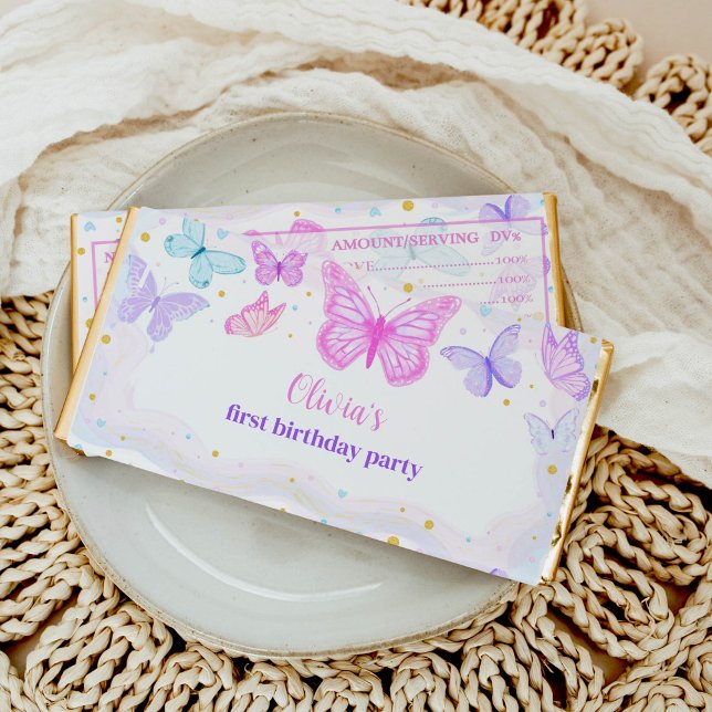 Butterfly Pink Girl Hershey Bar Favors (Creator Uploaded)