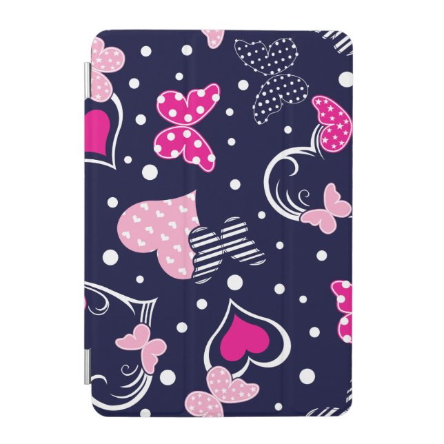 Butterfly Pink Hearts iPad Cover (Front)
