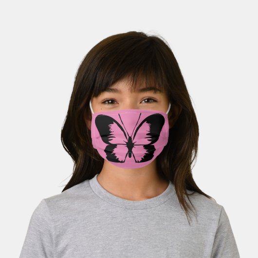 Butterfly | Pink Kids' Cloth Face Mask (Worn)