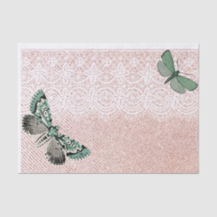 Butterfly Pink Lace Decoupage Tissue Paper