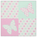Butterfly Pink Mint Green Polka Dots Fabric