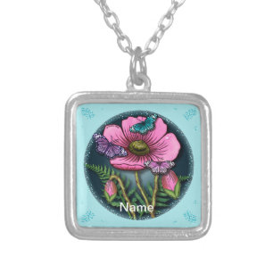 Butterfly Pink Poppy necklace