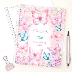 Butterfly Pink Purple Colorful Floral Girly Name Planner