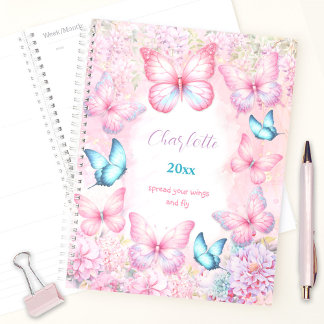 Butterfly Pink Purple Colorful Floral Girly Name Planner