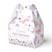Butterfly Pink Purple Floral Garden Girl Birthday Favor Boxes