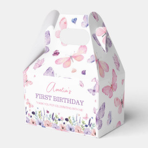 Butterfly Pink Purple Floral Garden Girl Birthday Favor Boxes