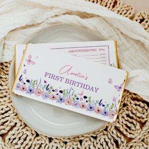 Butterfly Pink Purple Floral Garden Girl Birthday Hershey Bar Favors