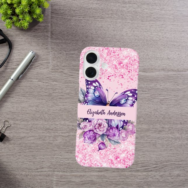 Butterfly pink purple flowers Case-Mate iPhone case (Creator Uploaded)