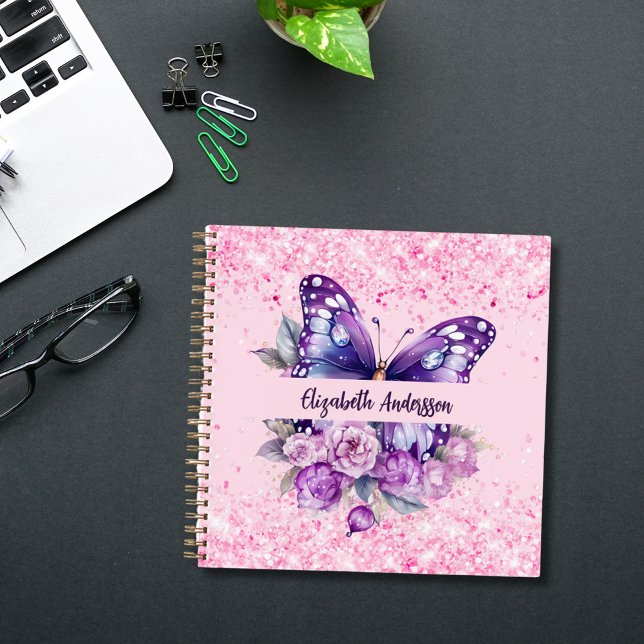 Butterfly pink purple flowers notebook (Creator Uploaded)