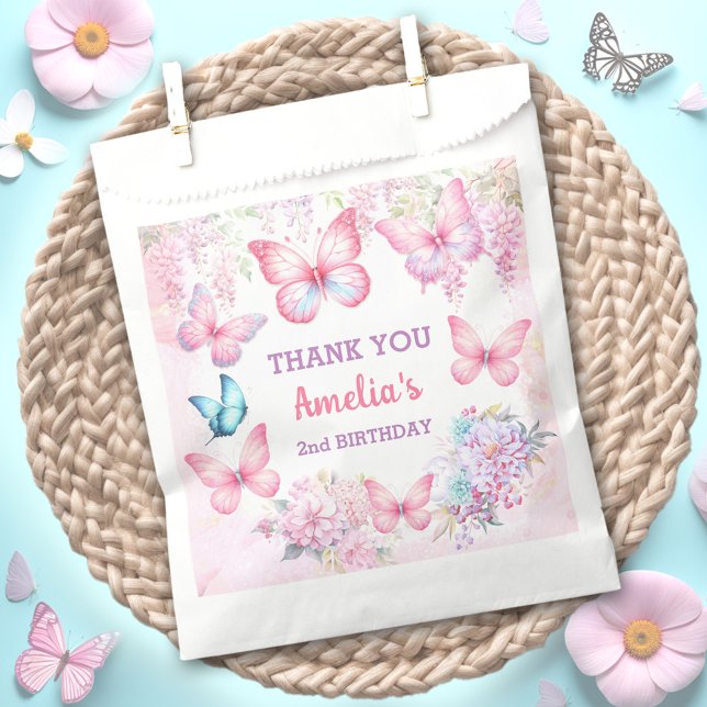 Butterfly Pink Purple Pastel Summer Girl Birthday Favor Bag (Butterfly Pink Purple Pastel Summer Girl Birthday Favor Bag)