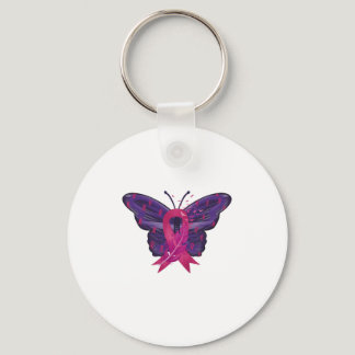 Butterfly Pink Ribbon Breast Cancer Awareness Keychain