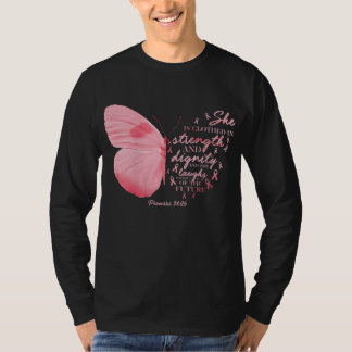 Butterfly Pink Ribbon Breast Cancer Religious Wome T-Shirt
