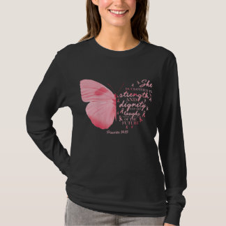 Butterfly Pink Ribbon Breast Cancer Religious Wome T-Shirt