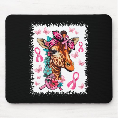 Butterfly Pink Ribbon Floral Breast Cancer Awarene Mouse Pad