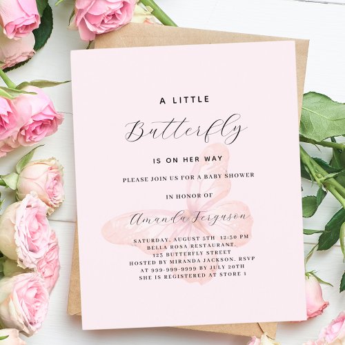 Butterfly pink rose gold girl budget Baby Shower