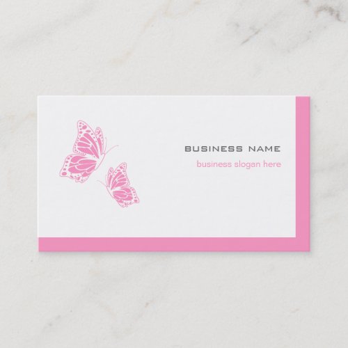 Butterfly Pink &amp; White Elegant Modern Simple 2 Business Card Templates