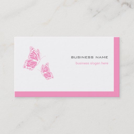 Customizable Butterfly Pink &amp; White Elegant Modern Simple 2 Business Card Templates