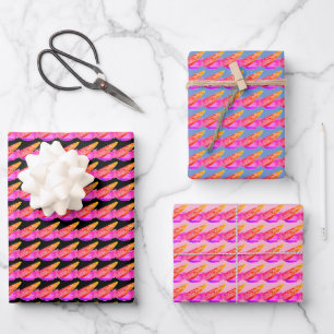 Butterfly Pink Wrapping Paper Flat Sheet Set of 3