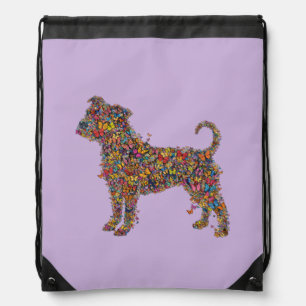 Butterfly Pitbull Silhouette Art Dog Mama Daypack Drawstring Bag