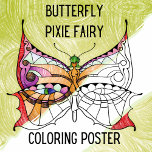 Butterfly Pixie Fairy - Cute Adult Coloring Poster