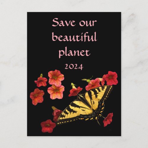 Butterfly Planet 2024 Calendar on Back Postcard