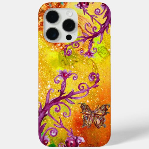 BUTTERFLY PLANTMAGIC SWIRLSGOLD YELLOW SPARKLES iPhone 15 PRO MAX CASE