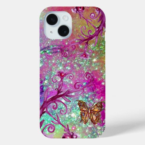 BUTTERFLY PLANT  MAGIC SWIRLS IN SPARKLE Violet iPhone 15 Case