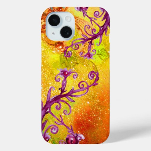 BUTTERFLY PLANT  MAGIC SWIRLS IN SPARKLE Yellow iPhone 15 Case
