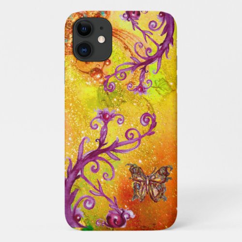 BUTTERFLY PLANT  MAGIC SWIRLS IN SPARKLE Yellow iPhone 11 Case